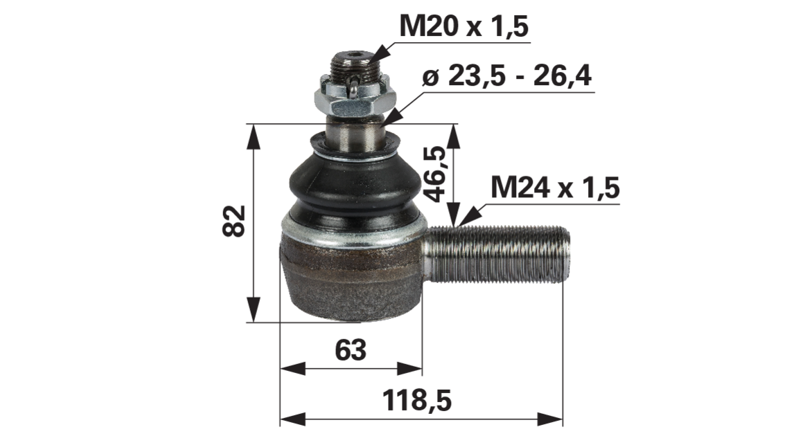 Kugelgelenk M24 x 1,5 R anstelle von Fendt G222302120200 GartenShop24 - Hochwertige Gartengeräte