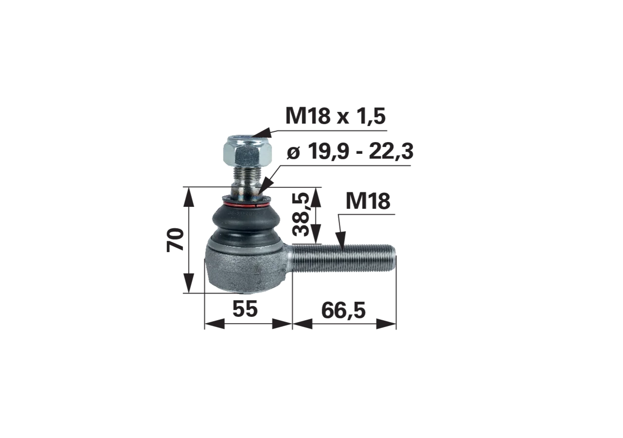 Kugelgelenk M18 x 1,5 bei der Spurstange anstelle von Aebi 103.0505 GartenShop24 - Hochwertige Gartengeräte