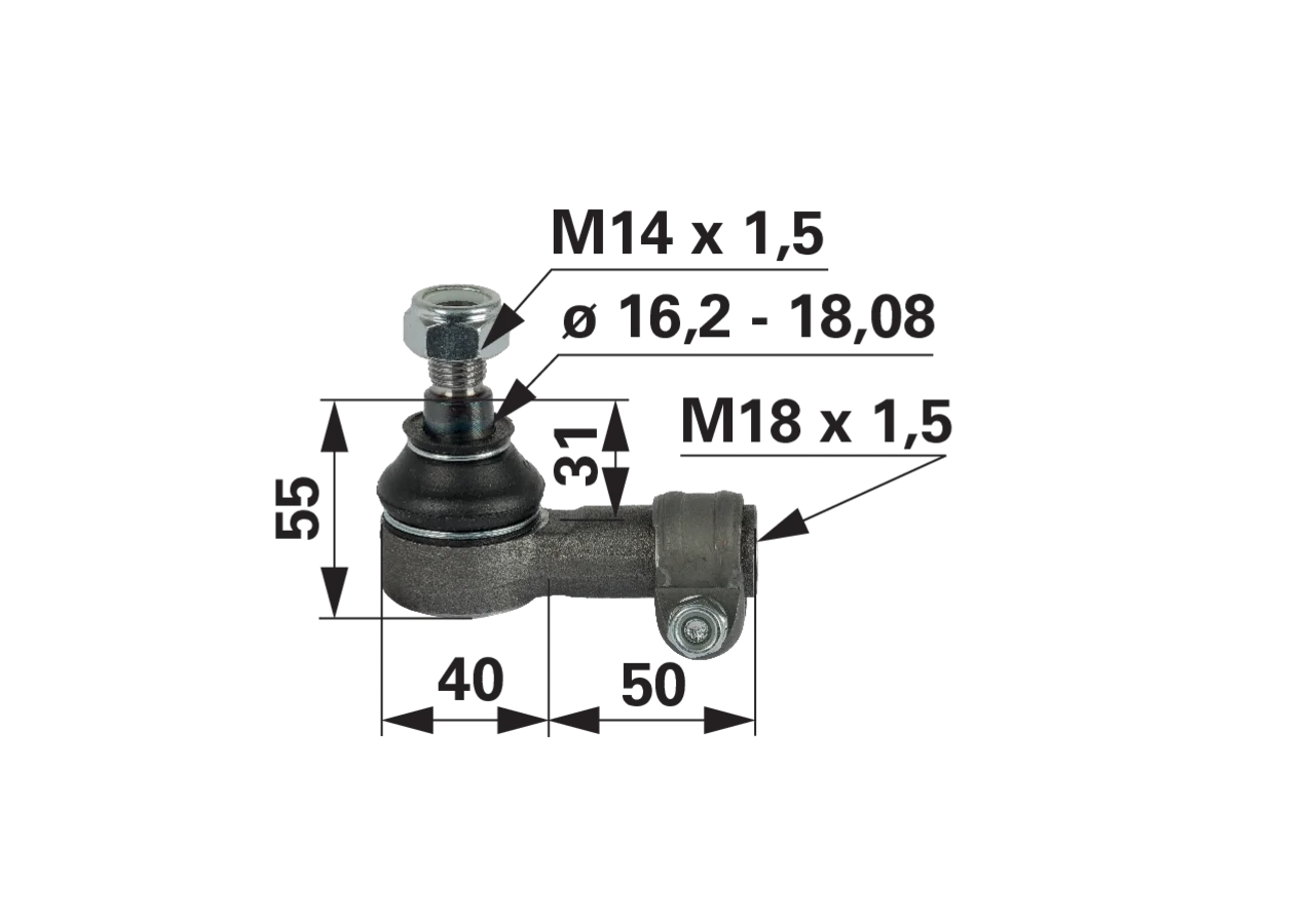Kugelgelenk M18 x 1,5 am Lenkzylinder anstelle von Aebi TP26231.02 GartenShop24 - Hochwertige Gartengeräte