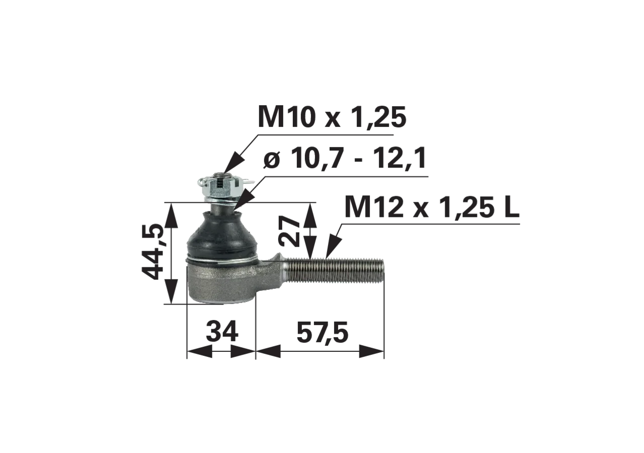 Kugelgelenk M12 x 1,25 L anstelle von Kubota 67121-56520 GartenShop24 - Hochwertige Gartengeräte