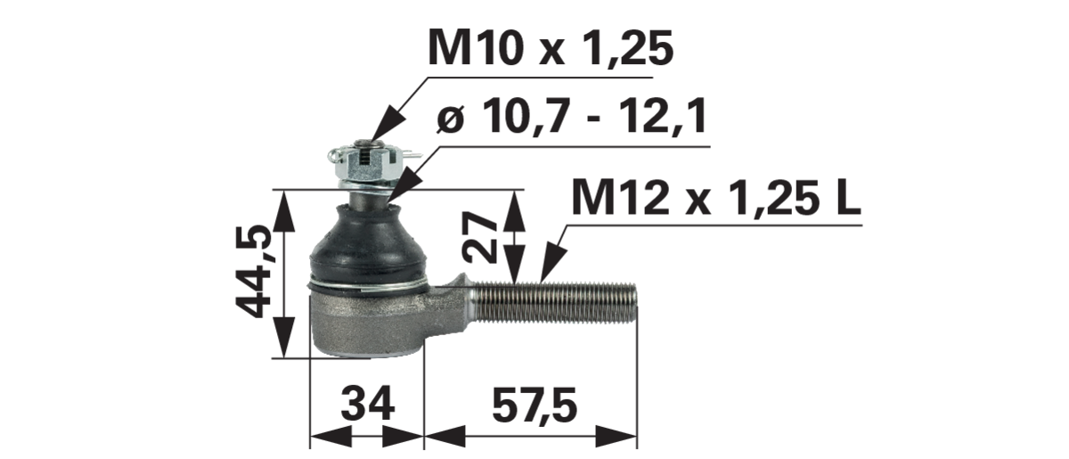 Kugelgelenk M12 x 1,25 L anstelle von Kubota 67121-56520 GartenShop24 - Hochwertige Gartengeräte