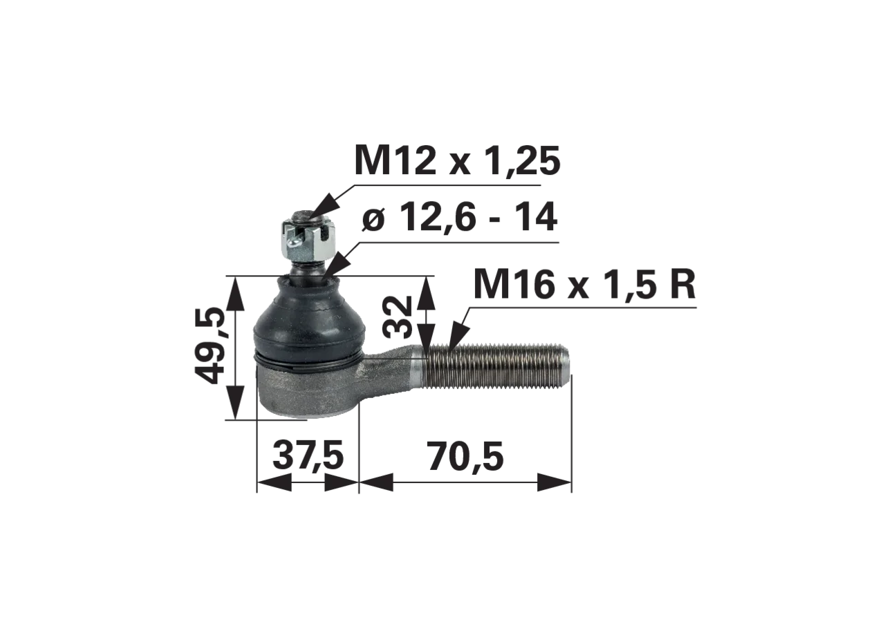 Kugelgelenk M16 x 1,5 R anstelle von Kubota 38440-44780 GartenShop24 - Hochwertige Gartengeräte