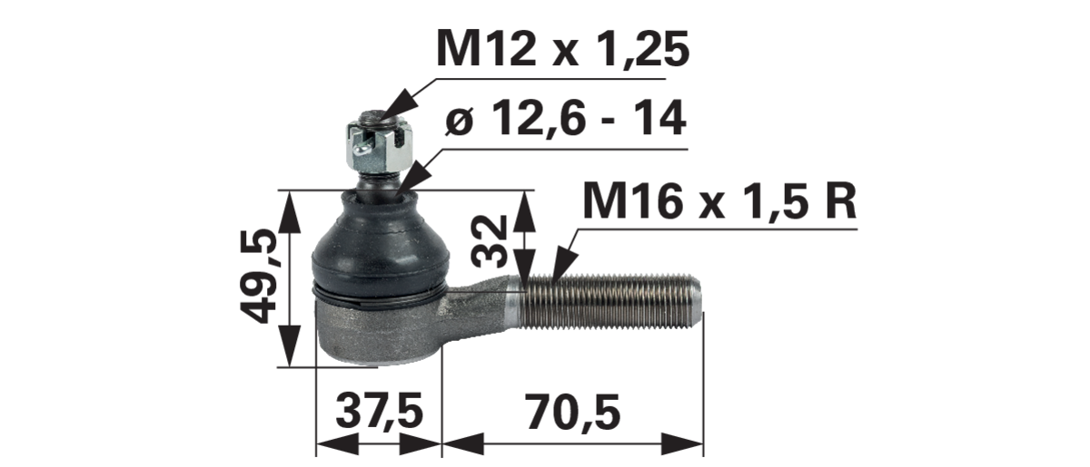 Kugelgelenk M16 x 1,5 R anstelle von Kubota 38440-44780 GartenShop24 - Hochwertige Gartengeräte
