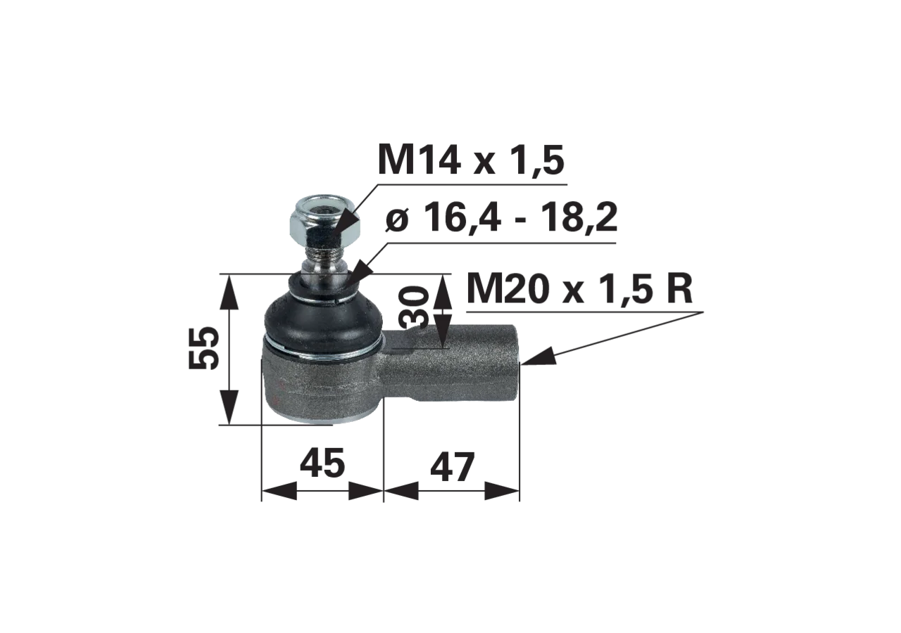 Kugelgelenk M20 x 1,5 R anstelle von Kubota 3A481-62920 GartenShop24 - Hochwertige Gartengeräte