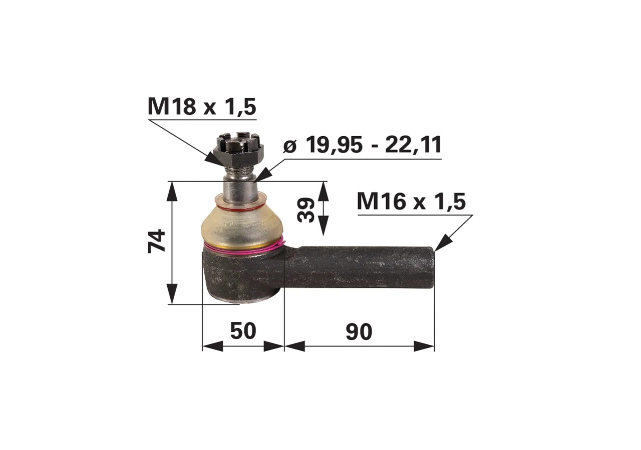 Kugelgelenk links M18 x 1,5 AG / M16 x 1,5 IG GartenShop24 - Hochwertige Gartengeräte