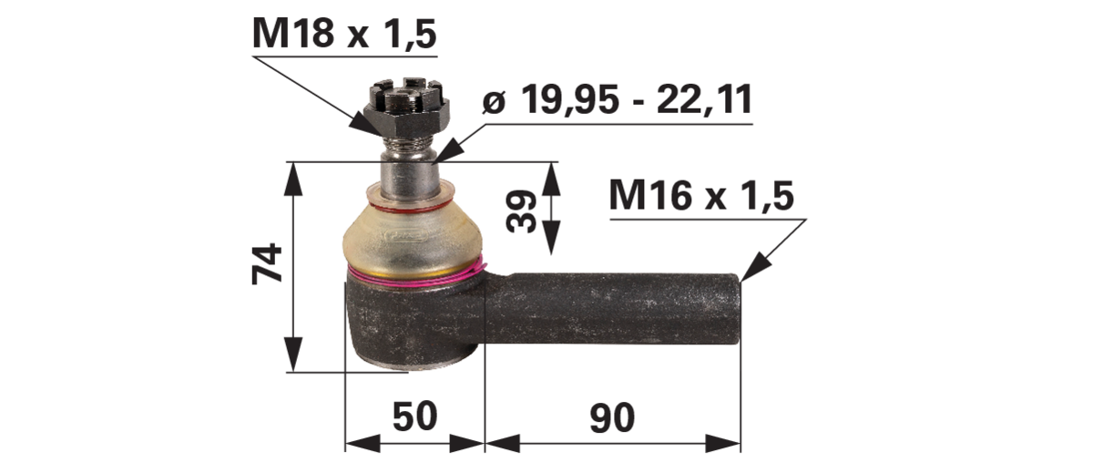 Kugelgelenk links M18 x 1,5 AG / M16 x 1,5 IG GartenShop24 - Hochwertige Gartengeräte