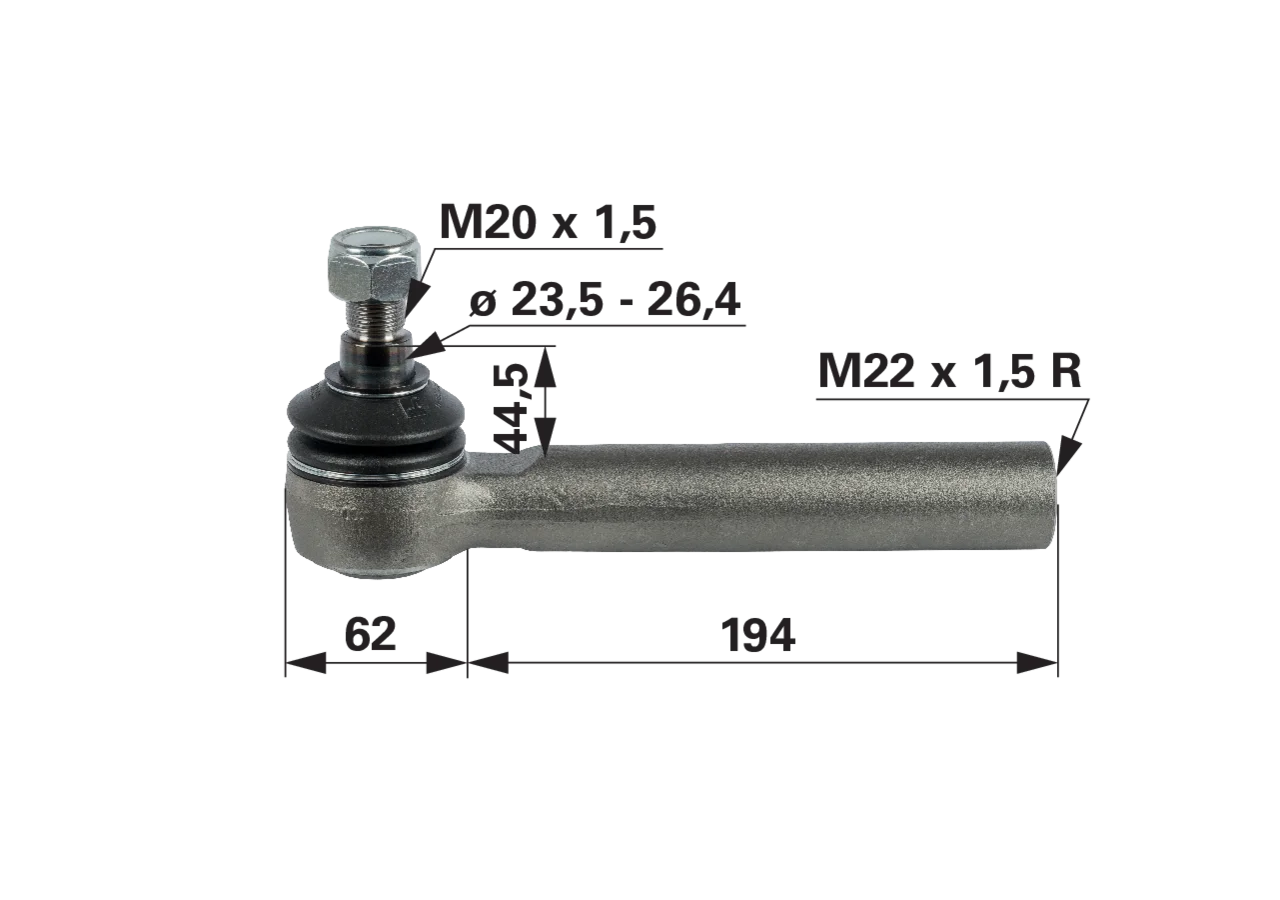 Kugelgelenk M22 x 1,5 R GartenShop24 - Hochwertige Gartengeräte
