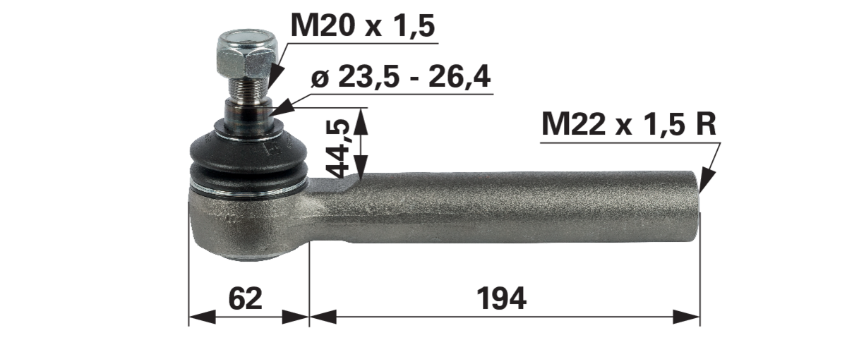 Kugelgelenk M22 x 1,5 R GartenShop24 - Hochwertige Gartengeräte