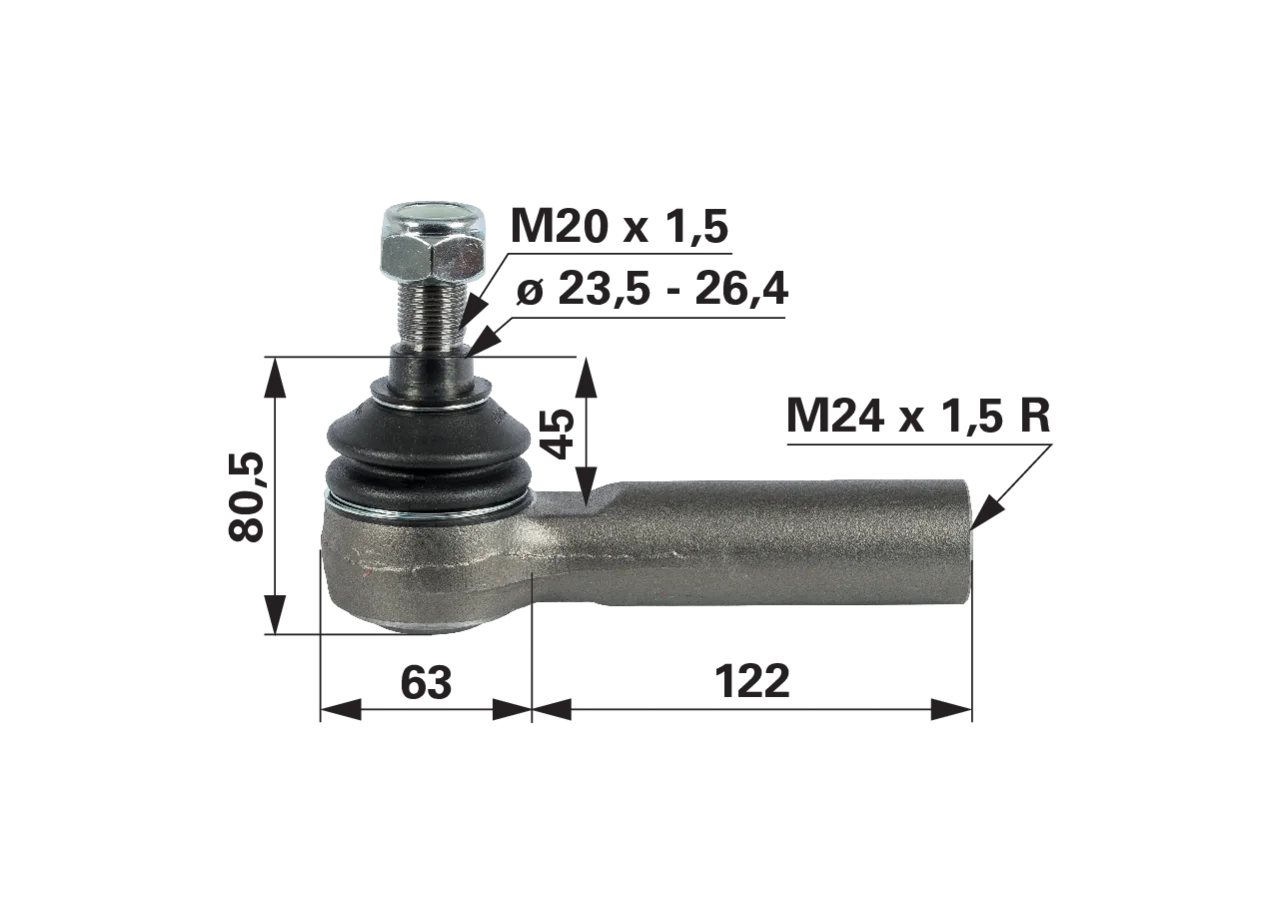 Kugelgelenk M24 x 1,5 R anstelle von Valtra VA48981 GartenShop24 - Hochwertige Gartengeräte