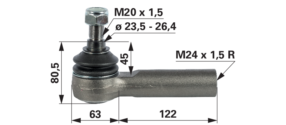 Kugelgelenk M24 x 1,5 R anstelle von Valtra VA48981 GartenShop24 - Hochwertige Gartengeräte