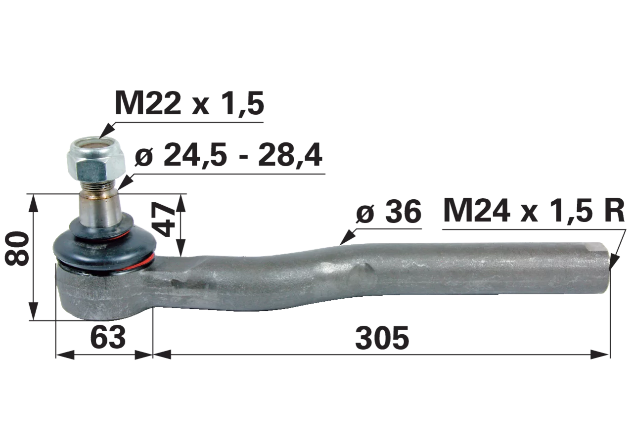 Kugelgelenk M24 x 1,5 IG anstelle von Deutz-Fahr 04415652 GartenShop24 - Hochwertige Gartengeräte
