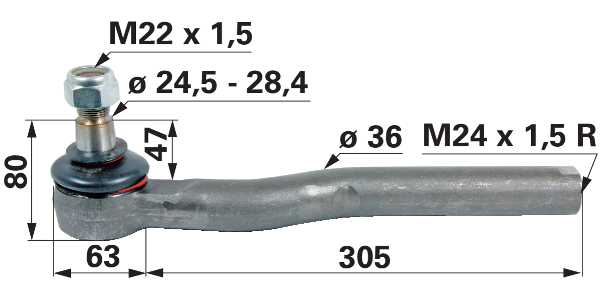 Kugelgelenk M24 x 1,5 IG anstelle von Deutz-Fahr 04415652 GartenShop24 - Hochwertige Gartengeräte