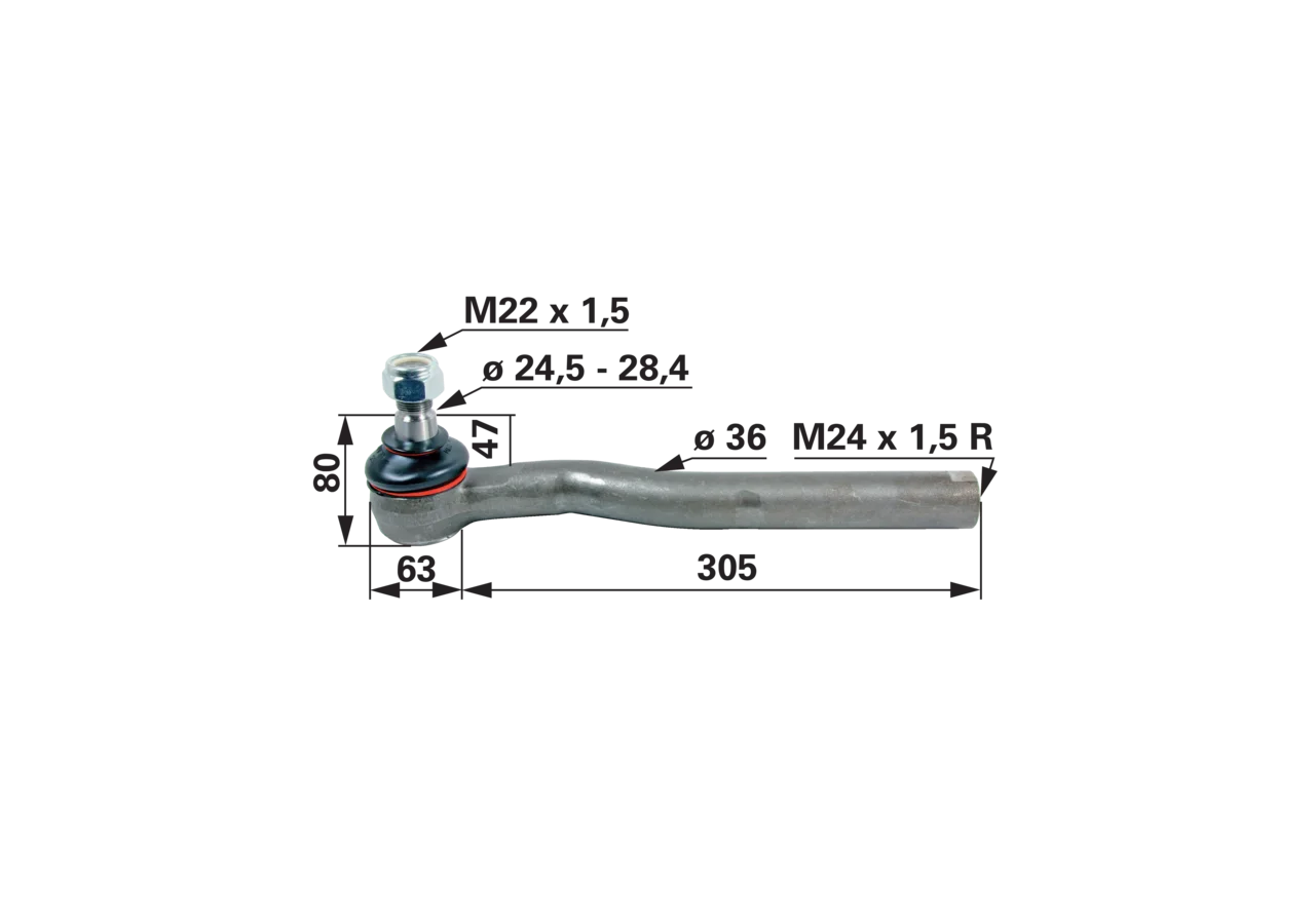 Kugelgelenk links M24 x 1,5 IG anstelle von Deutz-Fahr 04415653 GartenShop24 - Hochwertige Gartengeräte
