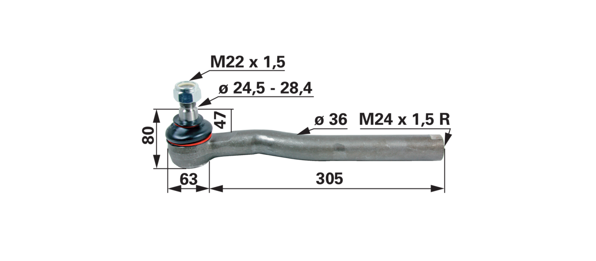 Kugelgelenk links M24 x 1,5 IG anstelle von Deutz-Fahr 04415653 GartenShop24 - Hochwertige Gartengeräte