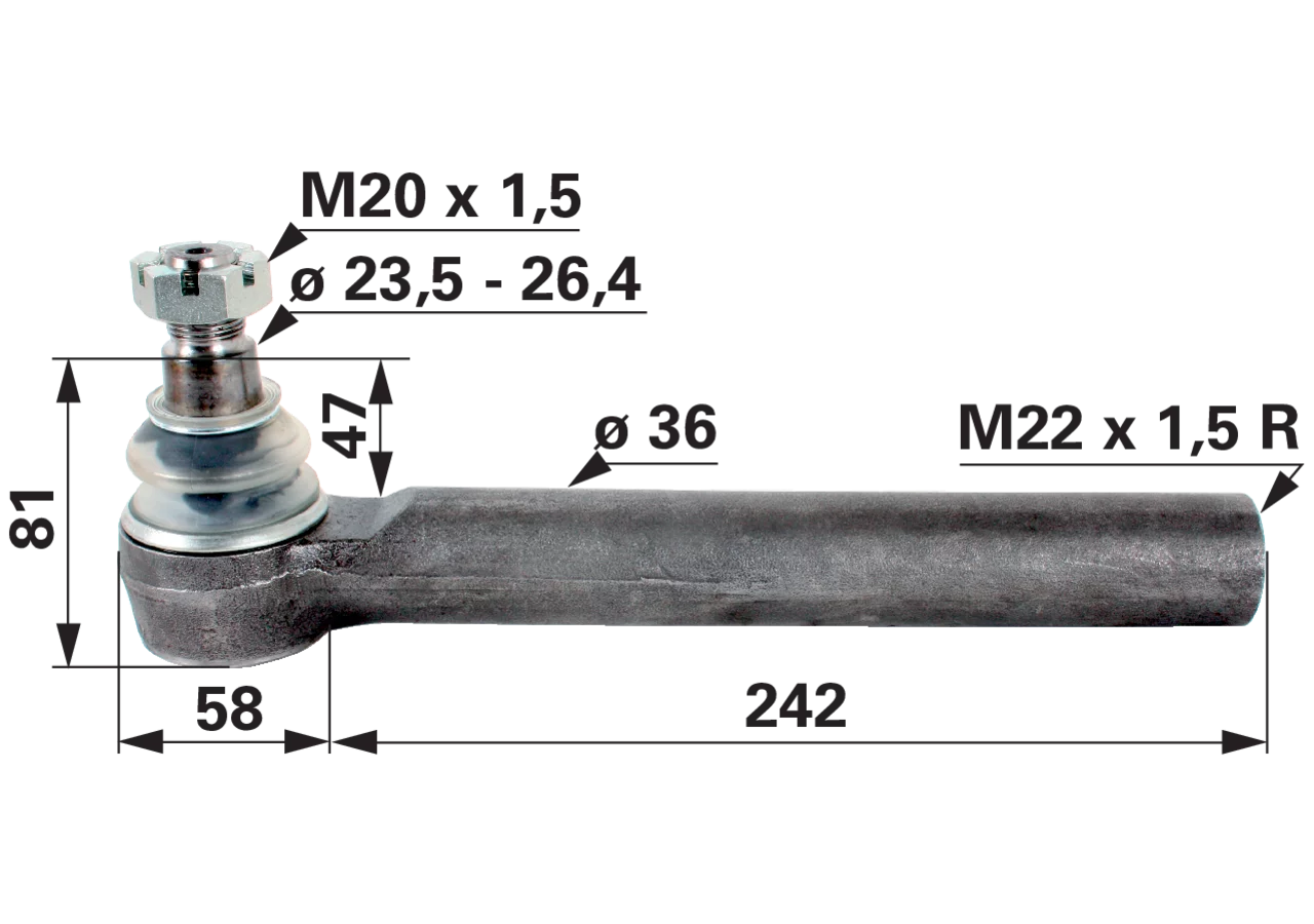 Kugelgelenk M22 x 1,5 IG anstelle von Deutz-Fahr 04388223 GartenShop24 - Hochwertige Gartengeräte