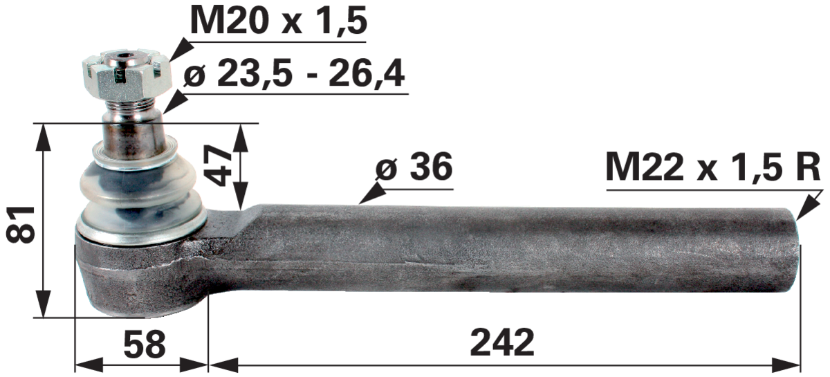 Kugelgelenk M22 x 1,5 IG anstelle von Deutz-Fahr 04388223 GartenShop24 - Hochwertige Gartengeräte