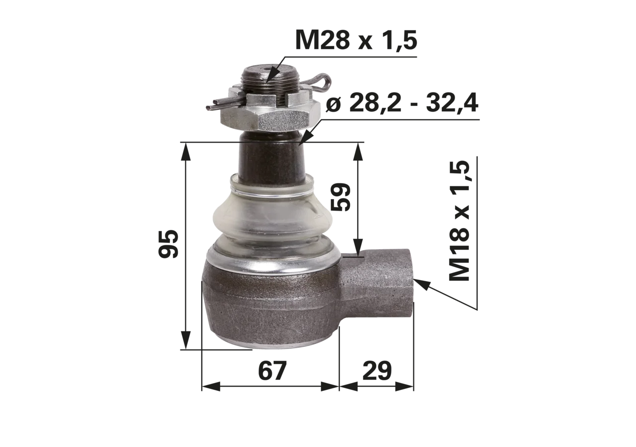 Kugelgelenk M18 x 1,5 IG anstelle von Deutz-Fahr 04310401 GartenShop24 - Hochwertige Gartengeräte