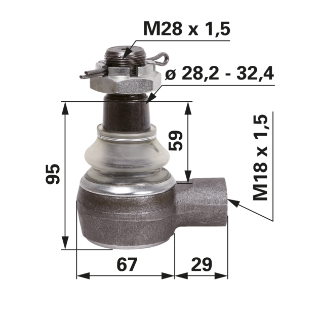 Kugelgelenk M18 x 1,5 IG anstelle von Deutz-Fahr 04310401 GartenShop24 - Hochwertige Gartengeräte