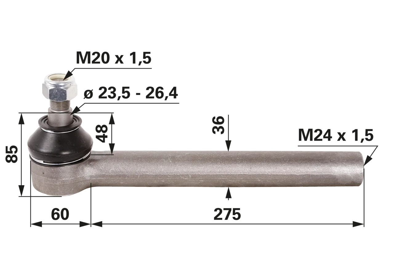 Kugelgelenk M24 x 1,5 IG anstelle von Deutz-Fahr 0.900.0107.7 GartenShop24 - Hochwertige Gartengeräte