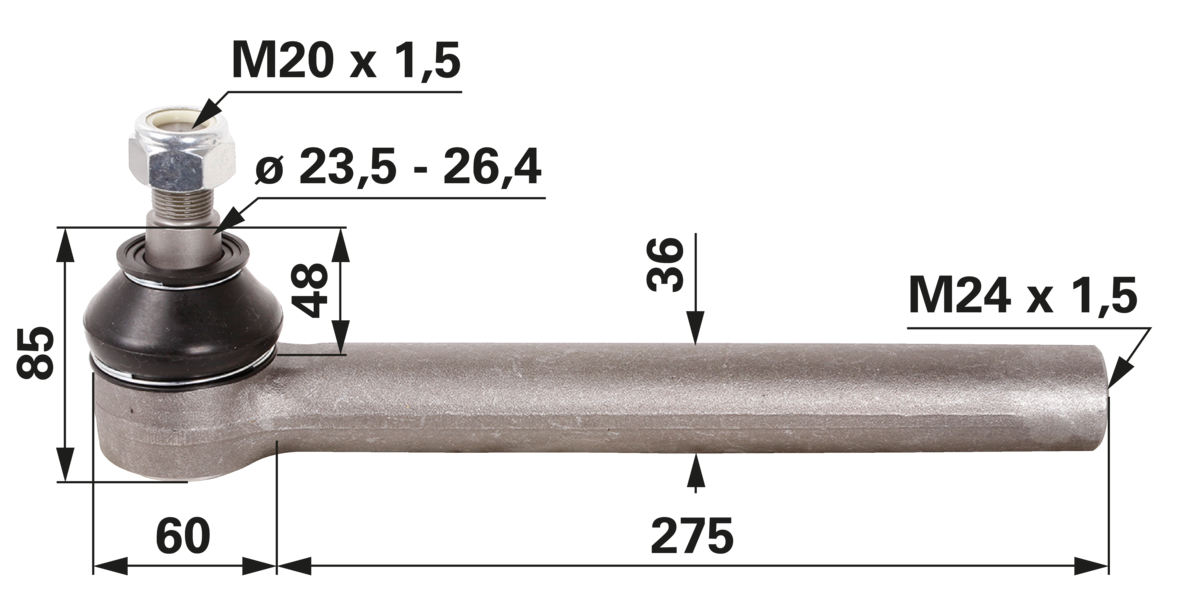Kugelgelenk M24 x 1,5 IG anstelle von Deutz-Fahr 0.900.0107.7 GartenShop24 - Hochwertige Gartengeräte
