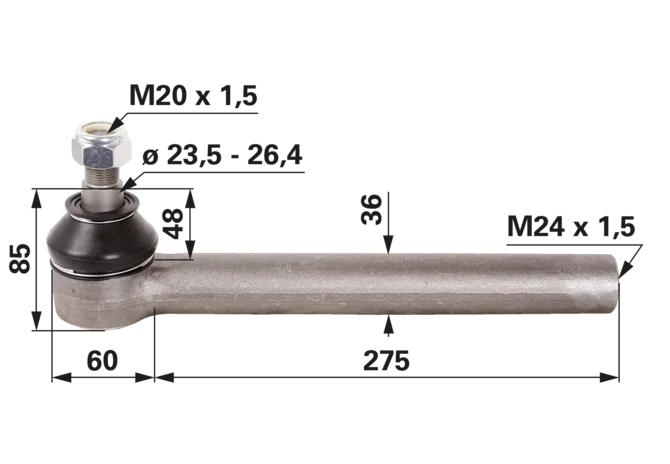 Kugelgelenk M24 x 1,5 IG anstelle von Deutz-Fahr 0.900.0107.7 GartenShop24 - Hochwertige Gartengeräte