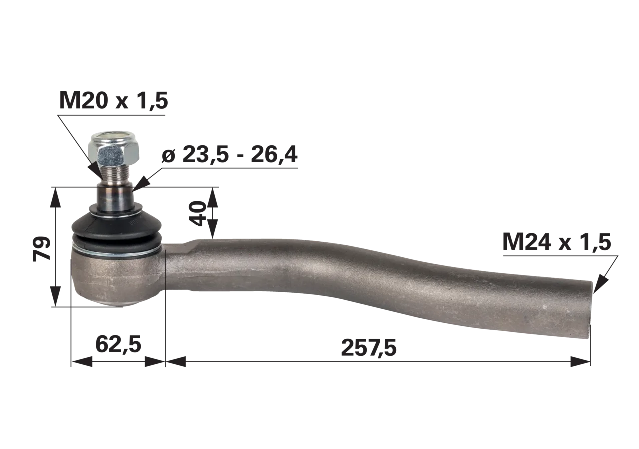 Kugelgelenk links gekröpft, M24 x 1,5 IG GartenShop24 - Hochwertige Gartengeräte