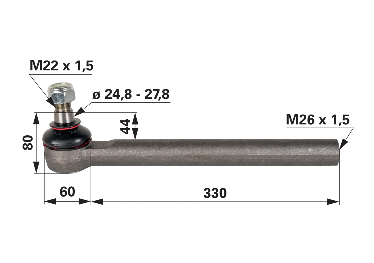 Kugelgelenk links und rechts M26 x 1,5 IG GartenShop24 - Hochwertige Gartengeräte