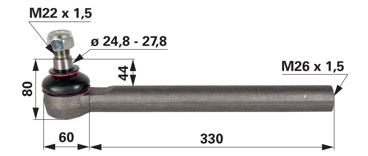 Kugelgelenk links und rechts M26 x 1,5 IG GartenShop24 - Hochwertige Gartengeräte