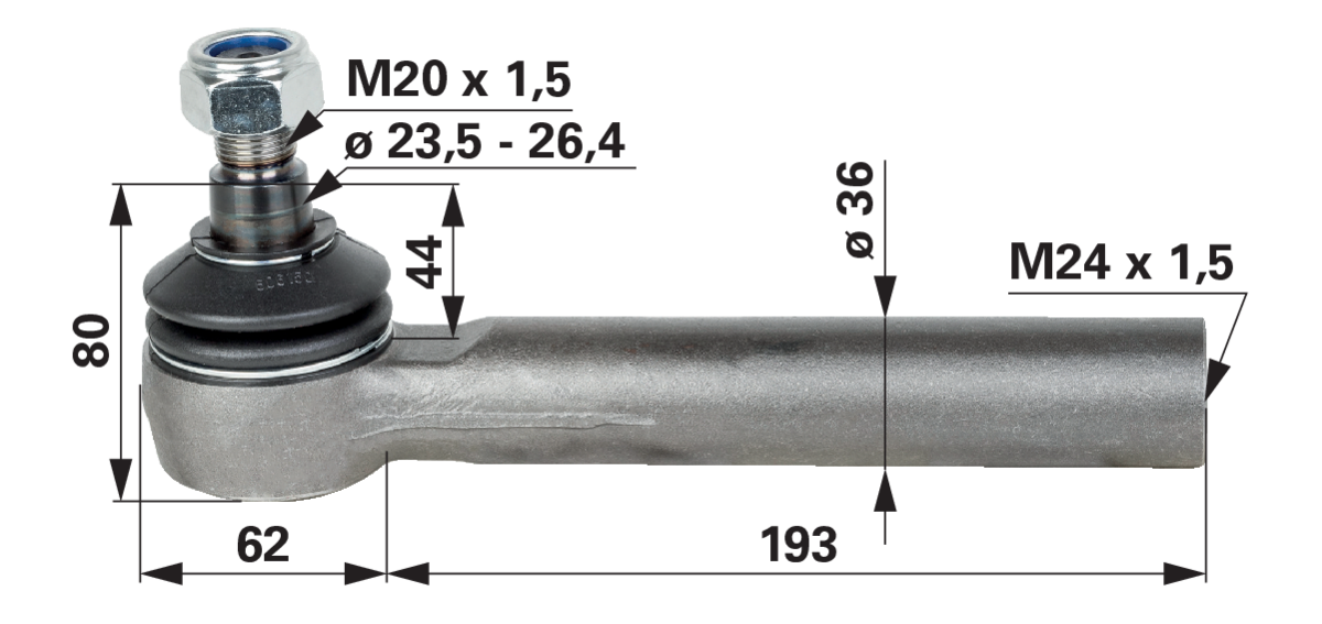 Kugelgelenk M24 x 1,5 IG anstelle von Fendt F334310020630 GartenShop24 - Hochwertige Gartengeräte