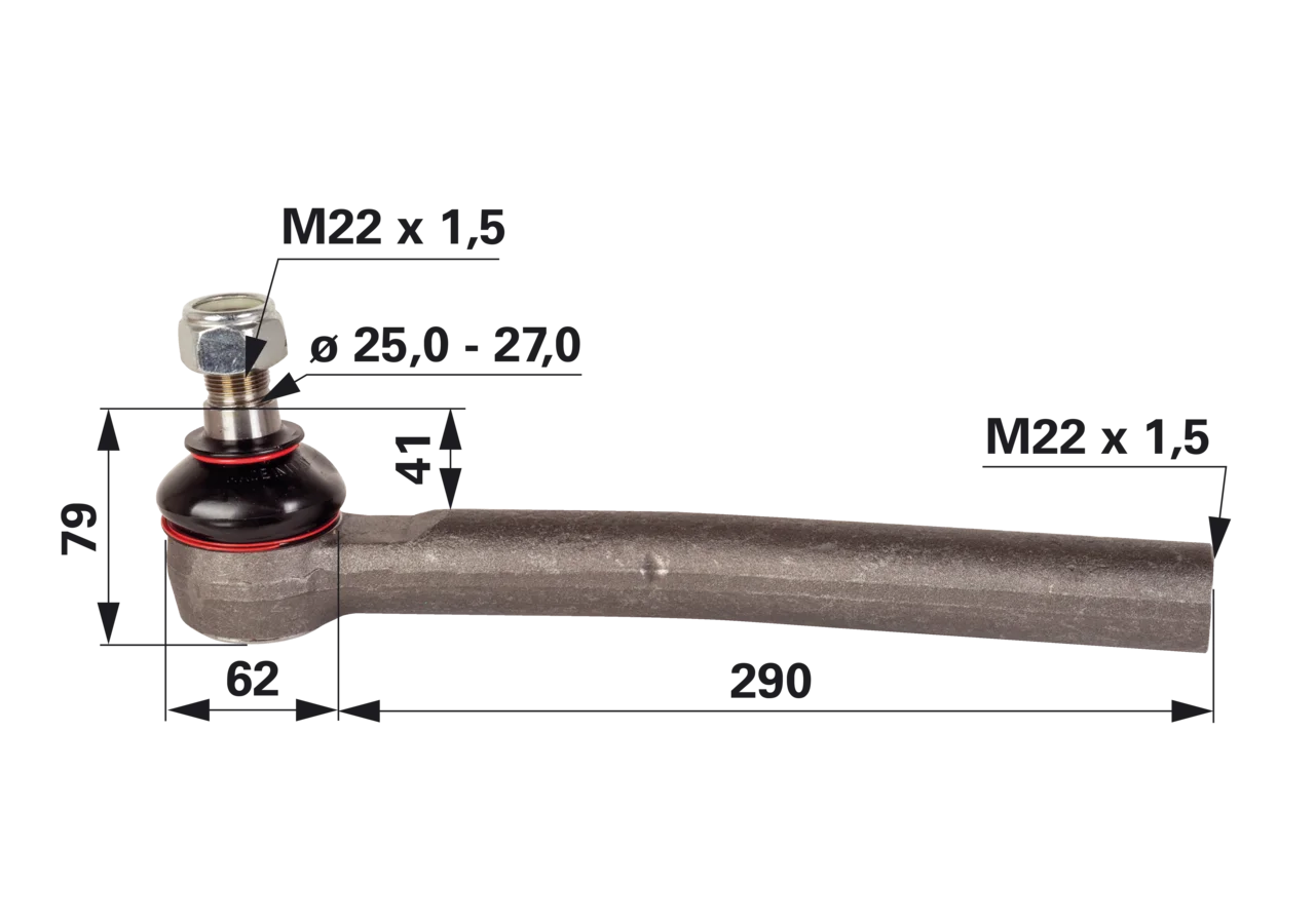 Kugelgelenk links M22 x 1,5 IG – passend für Fendt F308300100010 GartenShop24 - Hochwertige Gartengeräte