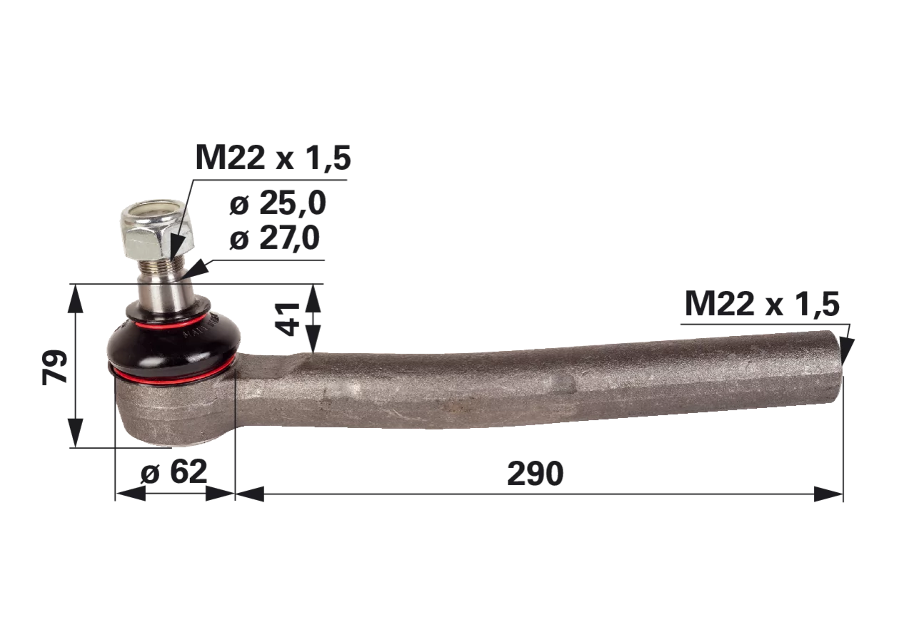 Kugelgelenk rechts gekröpft, M22 x 1,5 IG, anstelle von Fendt F308300100020 GartenShop24 - Hochwertige Gartengeräte