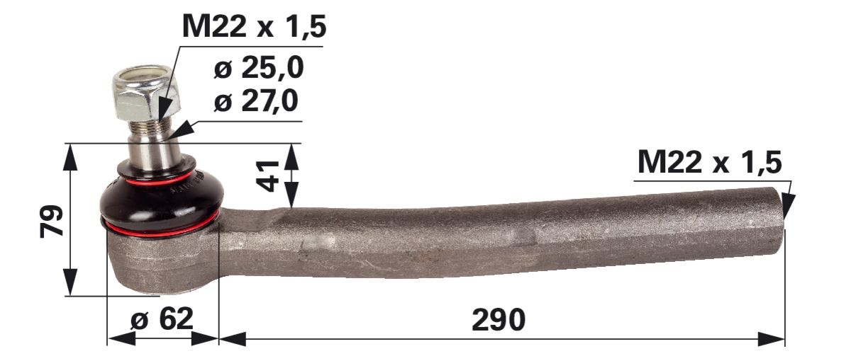 Kugelgelenk rechts gekröpft, M22 x 1,5 IG, anstelle von Fendt F308300100020 GartenShop24 - Hochwertige Gartengeräte