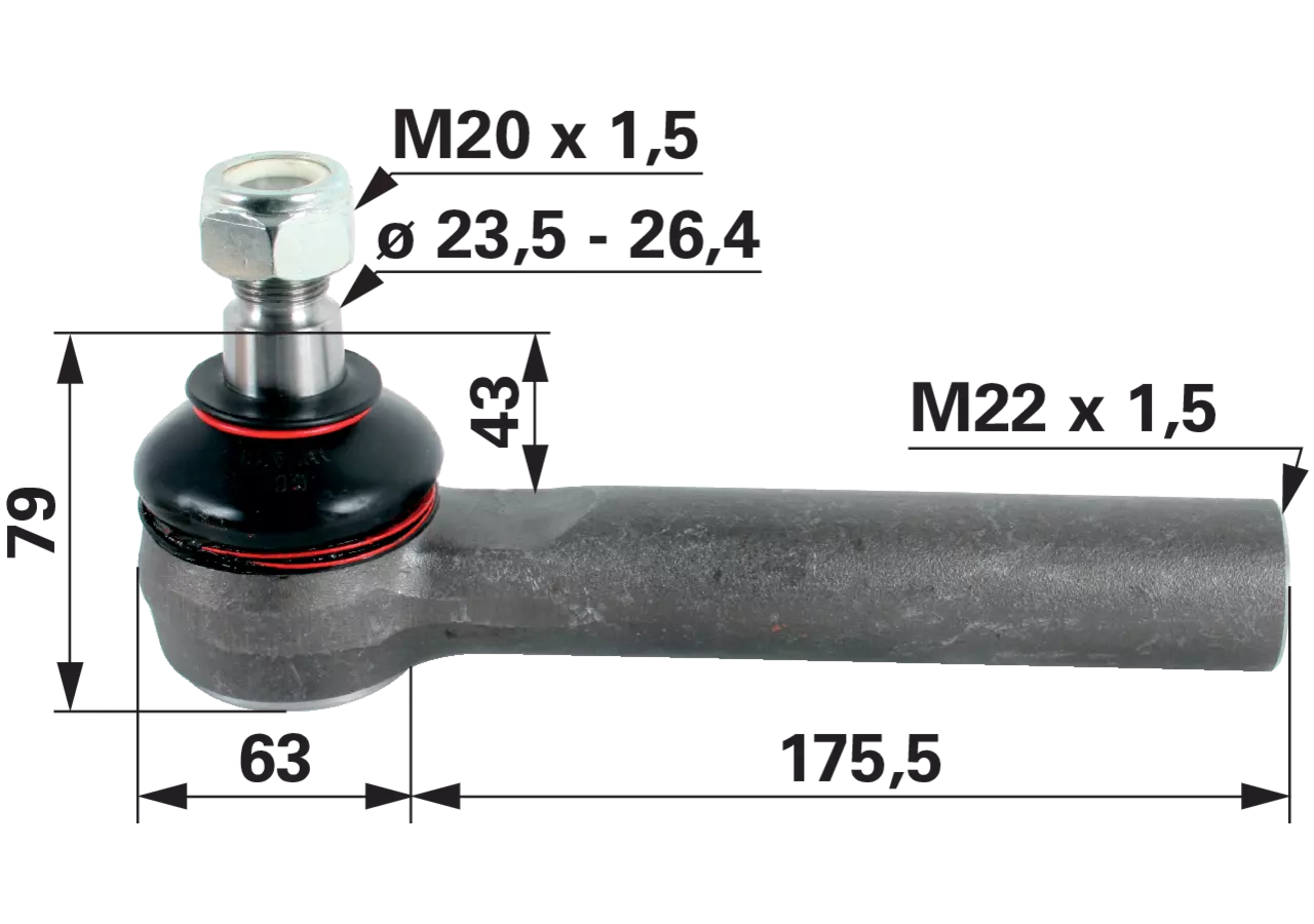 Kugelgelenk M22 x 1,5 IG anstelle von Valtra V31798610 GartenShop24 - Hochwertige Gartengeräte