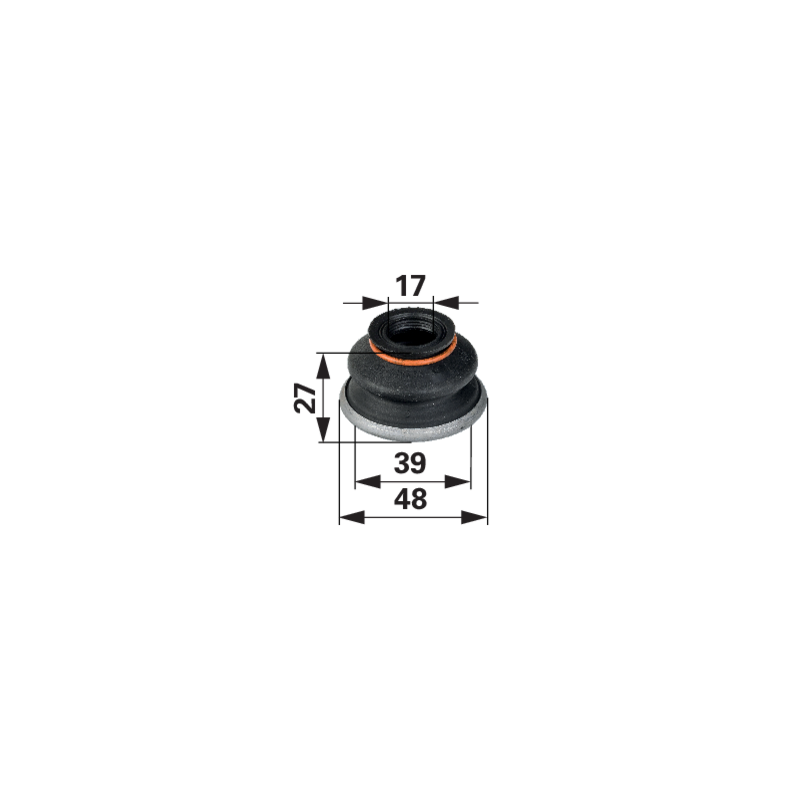 Staubschutz mit Spannring für Kugelgelenk 17 / 39 mm