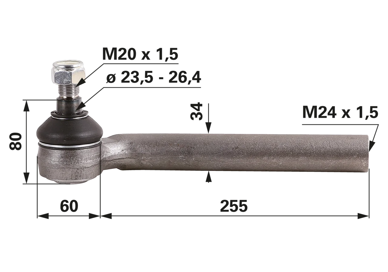 Kugelgelenk rechts, gekröpft, Innengewinde M24 x 1,5 R GartenShop24 - Hochwertige Gartengeräte