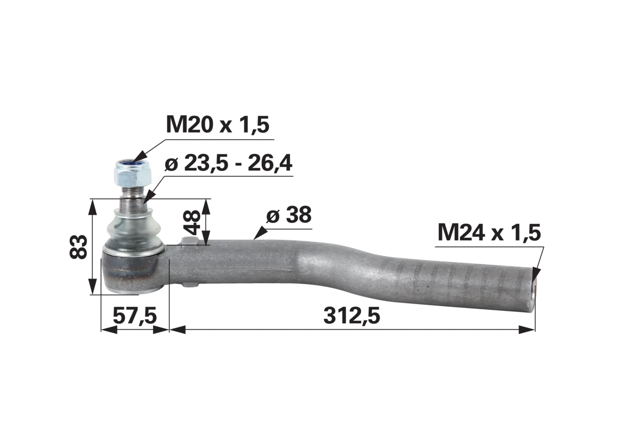 Kugelgelenk links M24 x 1,5 IG anstelle von Fendt F339300030270 GartenShop24 - Hochwertige Gartengeräte