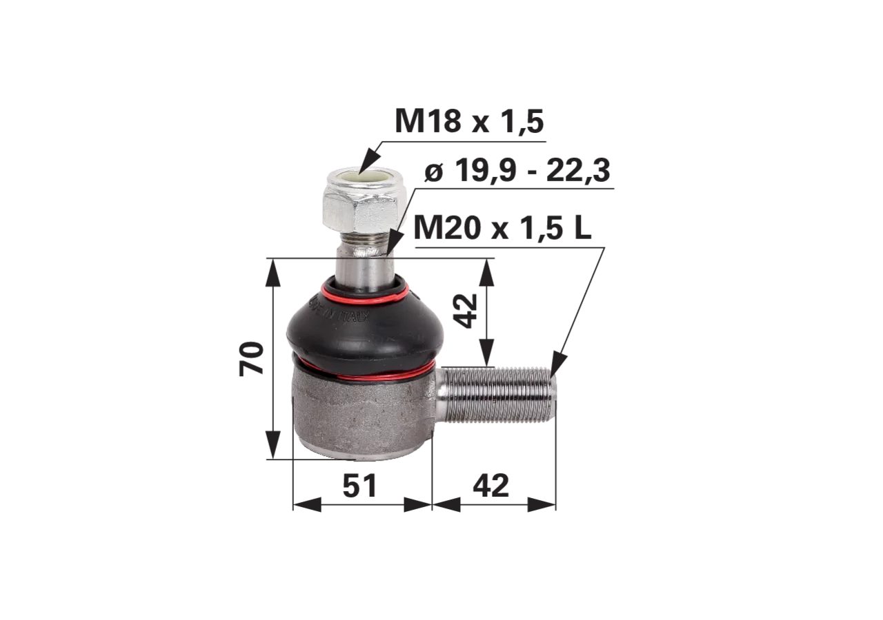 Kugelgelenk M20 x 1,5 L anstelle von Fendt G155302120160 GartenShop24 - Hochwertige Gartengeräte