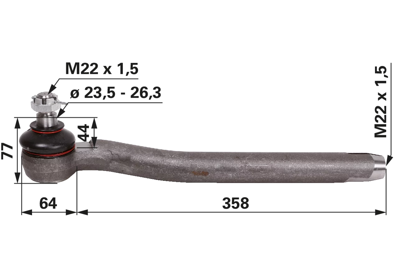 Kugelgelenk M22 x 1,5 R IG anstelle von Fendt F198304100050 GartenShop24 - Hochwertige Gartengeräte