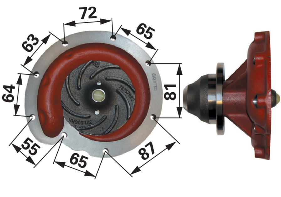 Wasserpumpe anstelle von Case IH 3132676R93 mit Laufrad ø 112 mm GartenShop24 - Hochwertige Gartengeräte
