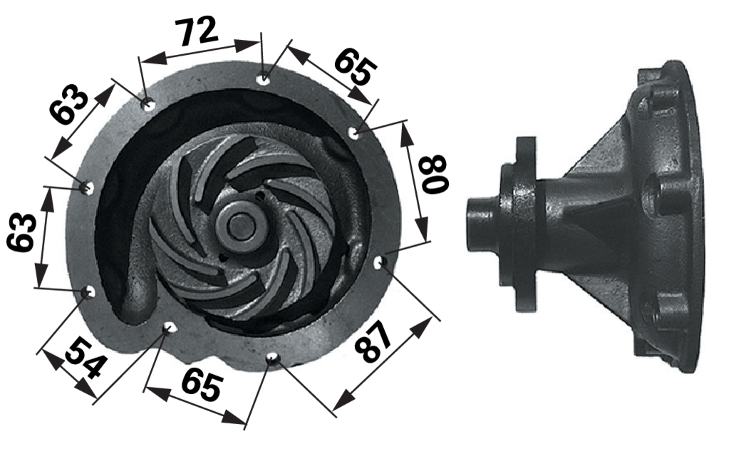 Wasserpumpe anstelle von Case IH 3138936R92 mit Laufrad ø 112 mm GartenShop24 - Hochwertige Gartengeräte