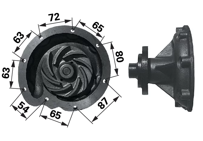 Wasserpumpe anstelle von Case IH 3138936R92 mit Laufrad ø 112 mm GartenShop24 - Hochwertige Gartengeräte