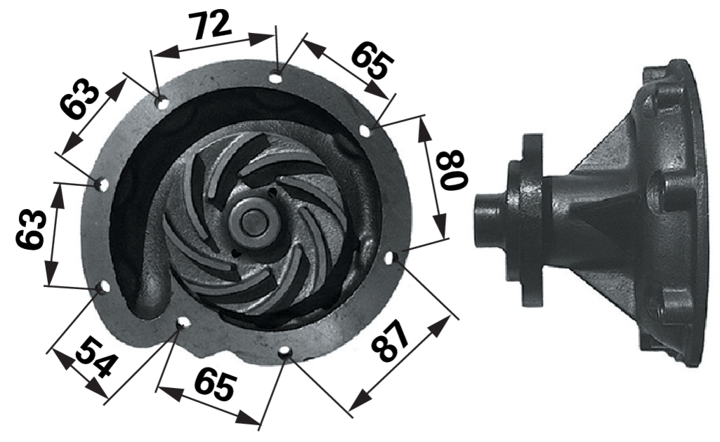 Wasserpumpe anstelle von Case IH 3132739R92 mit Laufrad ø 112 mm GartenShop24 - Hochwertige Gartengeräte