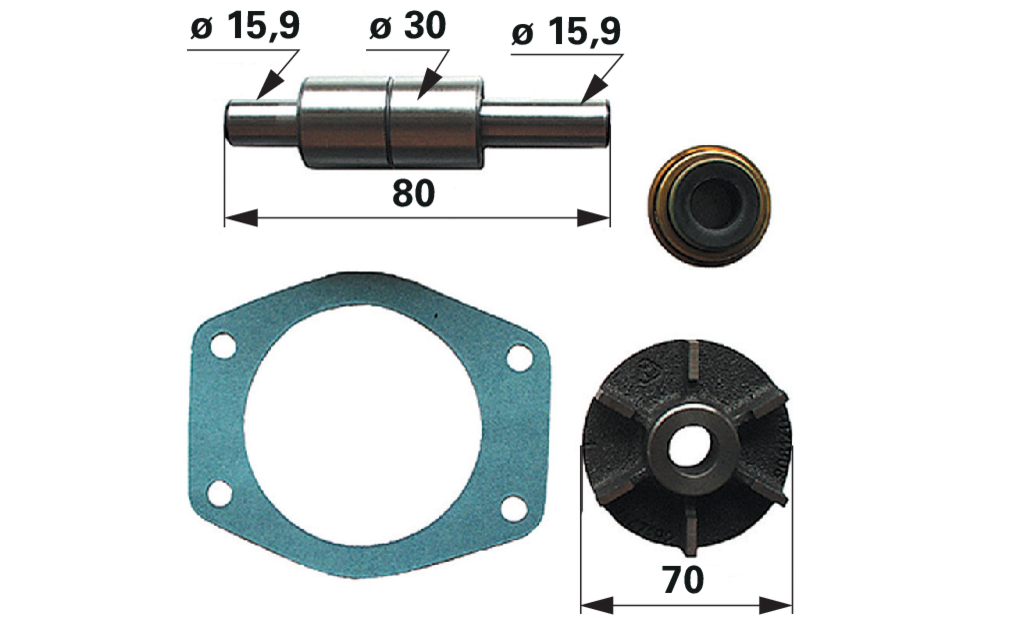 Reparatursatz für Wasserpumpe anstelle von Perkins U7LW0044 (zu 00 112 270) GartenShop24 - Hochwertige Gartengeräte