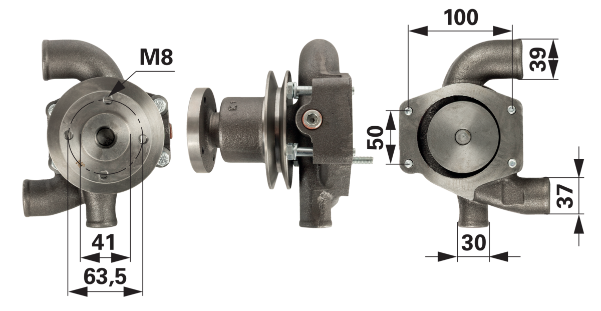 Wasserpumpe mit Dichtung anstelle von Massey Ferguson 41312059 GartenShop24 - Hochwertige Gartengeräte