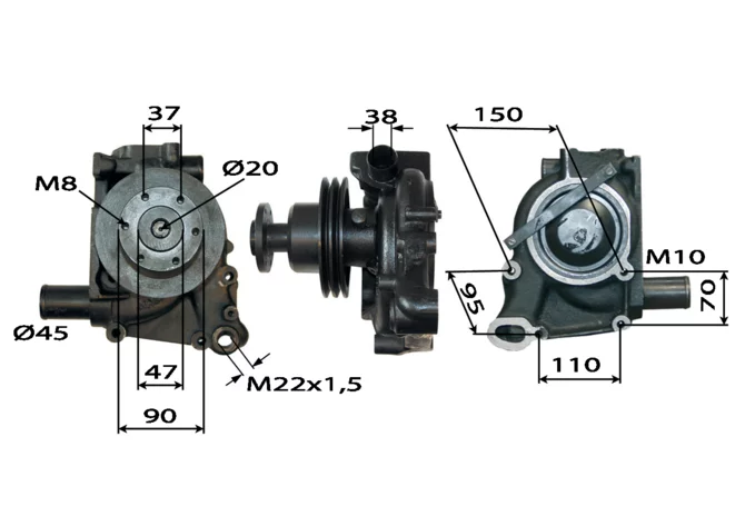 Wasserpumpe anstelle von Steyr 161100060017 mit Schlitz für Kompressor GartenShop24 - Hochwertige Gartengeräte