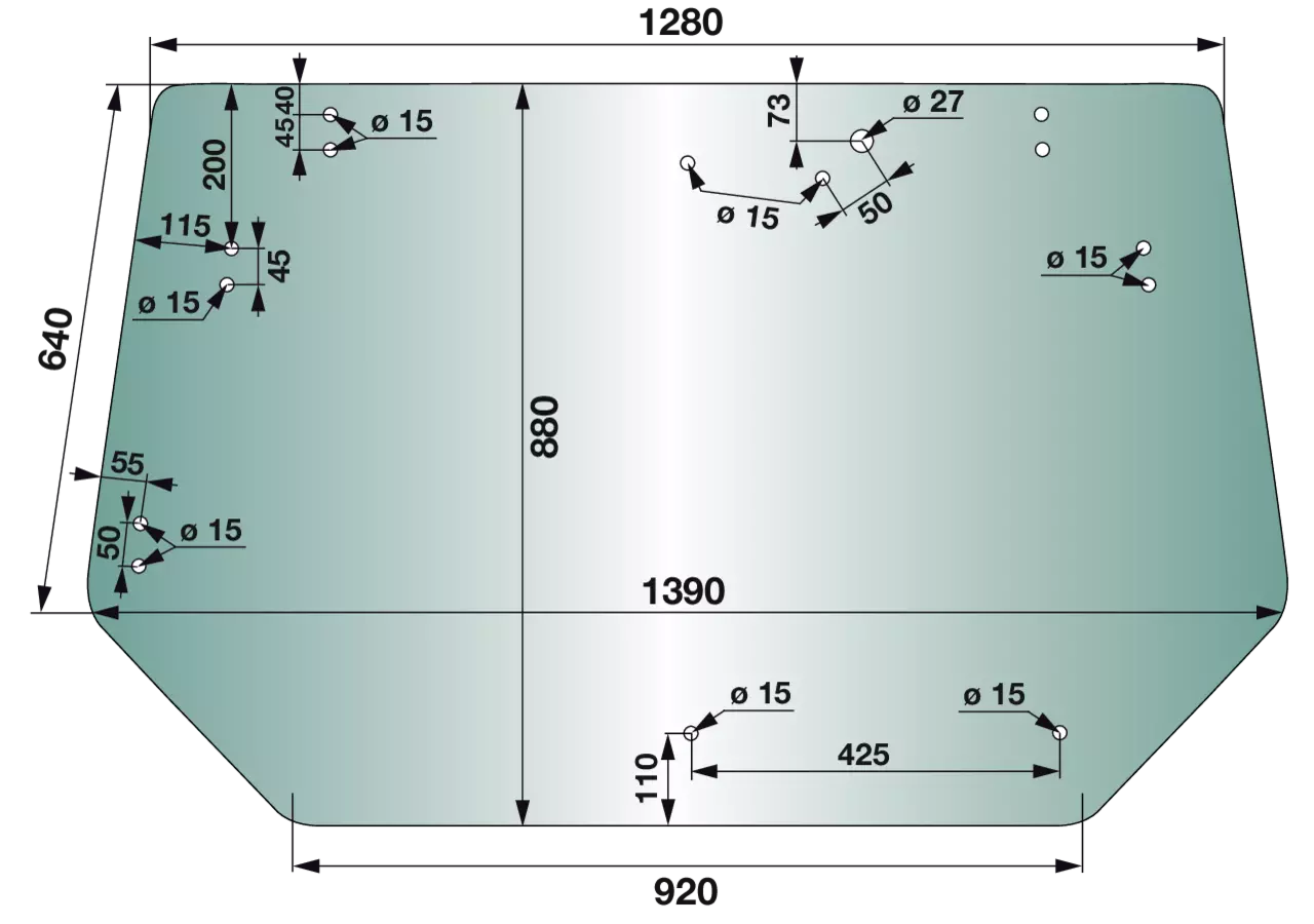 Heckscheibe grün getönt anstelle von Valtra V31553310 GartenShop24 - Hochwertige Gartengeräte
