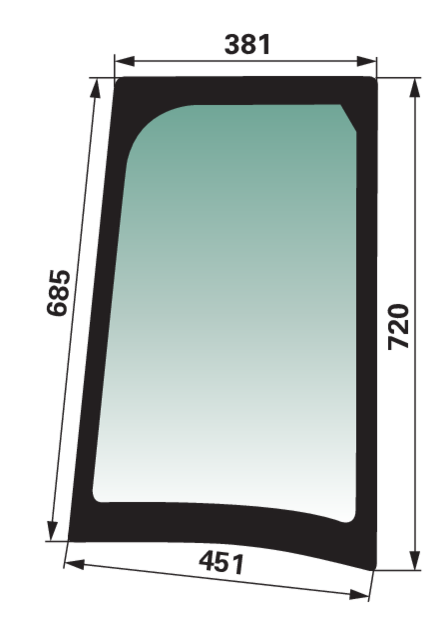 Seitenscheibe rechts, grün getönt, anstelle von CNH 87352416 GartenShop24 - Hochwertige Gartengeräte