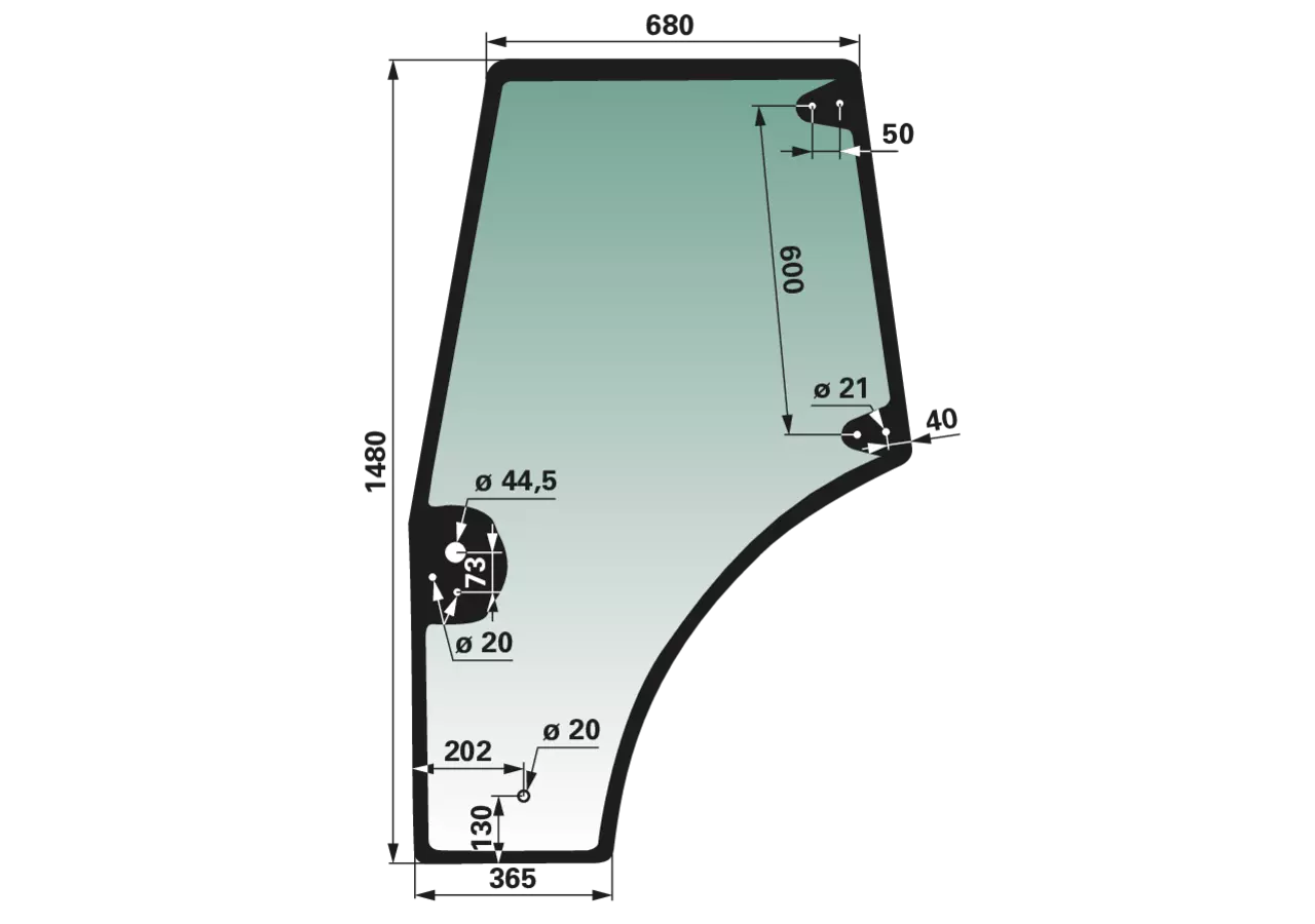 Türscheibe links grün getönt anstelle von CNH 87620234 GartenShop24 - Hochwertige Gartengeräte