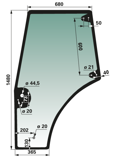 Türscheibe links grün getönt anstelle von CNH 87620234 GartenShop24 - Hochwertige Gartengeräte