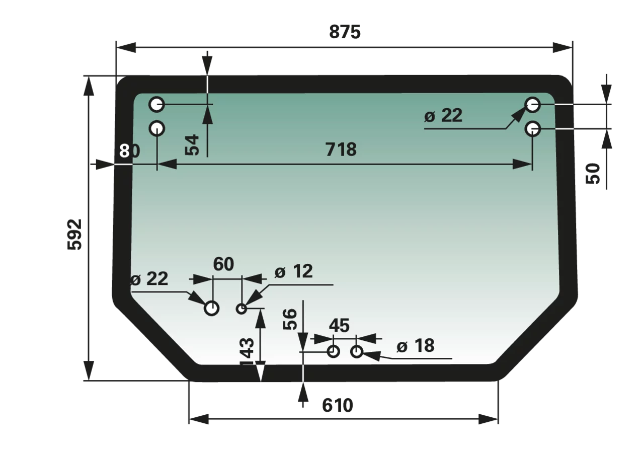 Heckscheibe grün getönt anstelle von CNH 84396387 GartenShop24 - Hochwertige Gartengeräte